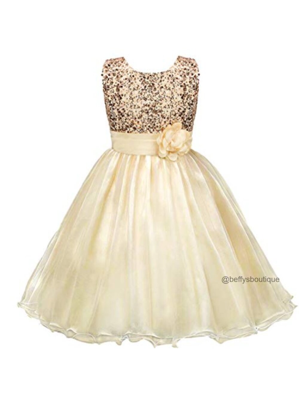 Sequin Mesh Flower Ball Gown Tulle Ruffle Dress Party Wedding
